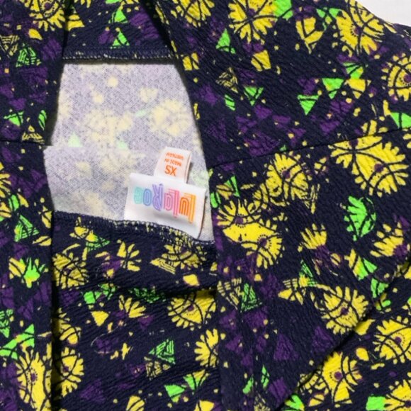 NWT LuLaRoe XS Cassie Pencil Skirt Floral Geometric Yellow Purple Green (I) - Picture 3 of 5